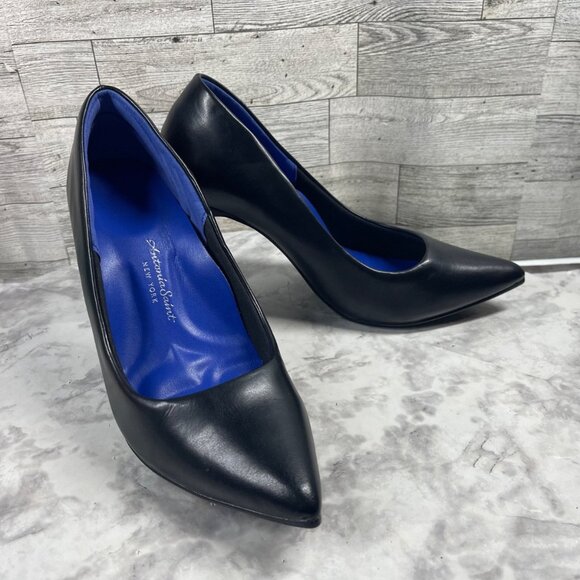 Antonia Saint Shoes - Antonia Saint New York Heels Women 7.5 Shoes Black Leather Pointed Cushion Pumps